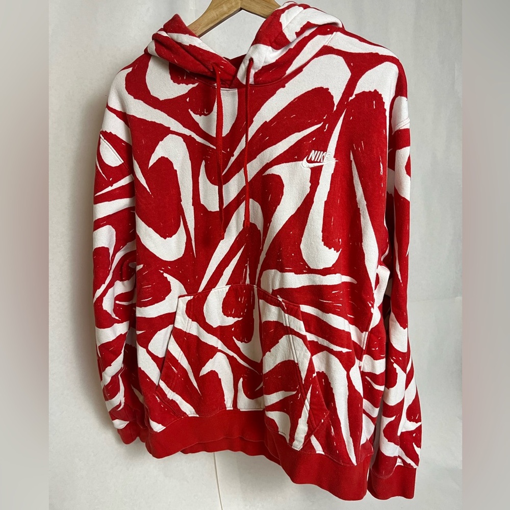 Nike Red and White Abstract Hoodie